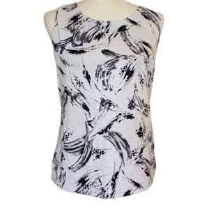 Laura Ashley Women’s Sleeveless White & Black Stretch Top Medium